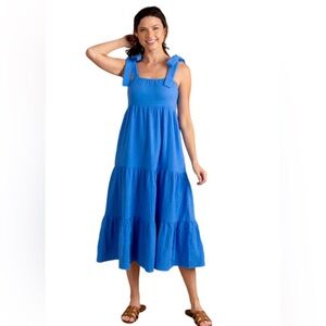NWT SEDGE Gauze Maxi Wendy Dress in Indigo Blue, small